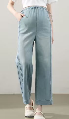 Summer Maternity Jeans: Lightweight, Outerwear-Style, Cropped Wide-Leg Pants—Non-Constricting at the Belly, Straight-Leg Fit for Petite Figures
