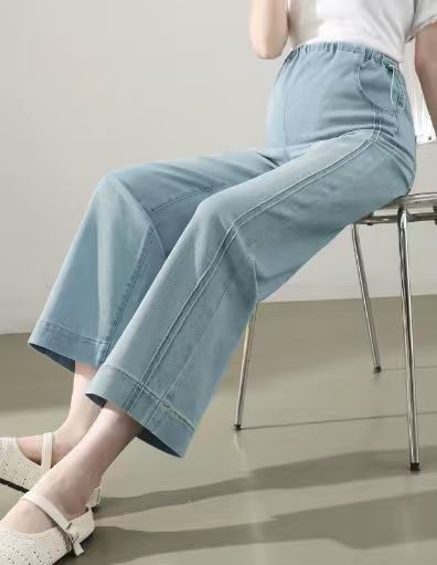 Summer Maternity Jeans: Lightweight, Outerwear-Style, Cropped Wide-Leg Pants—Non-Constricting at the Belly, Straight-Leg Fit for Petite Figures