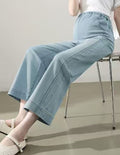 Summer Maternity Jeans: Lightweight, Outerwear-Style, Cropped Wide-Leg Pants—Non-Constricting at the Belly, Straight-Leg Fit for Petite Figures