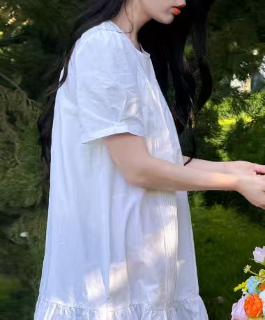 Women's short-sleeved maternity dress, loose fit, elegant style, suitable for petite women (clearance sale).