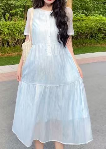 2026 New Summer Maternity Dress — Short-Sleeve, Plus-Size, Lightweight French-Style Maxi Dress